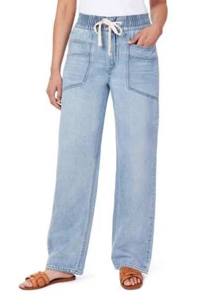Kensie High Waist Drawstring Wide Leg Jeans In Blue
