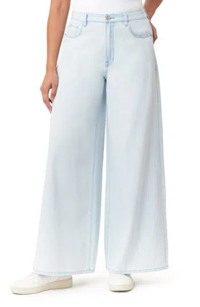 Kensie High Waist Elastic Back Palazzo Jeans In Blue