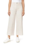 Kensie High Waist Raw Hem Crop Wide Leg Jeans In Almond Milk