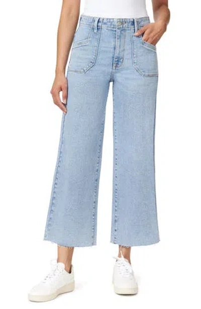 Kensie High Waist Raw Hem Crop Wide Leg Jeans In Lismore