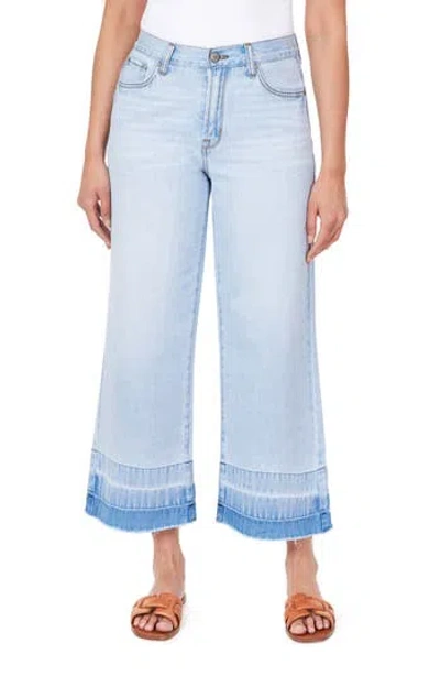 Kensie High Waist Raw Hem Wide Leg Jeans