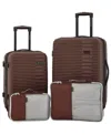 Kensie Hillsboro Expandable Rolling Hardside Collection Set, 4 Piece In Cappuccino