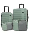 Kensie Hillsboro Expandable Rolling Hardside Collection Set, 4 Piece In Green Granite