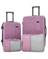 Kensie Hillsboro Expandable Rolling Hardside Collection Set, 4 Piece In Mauve Orchid
