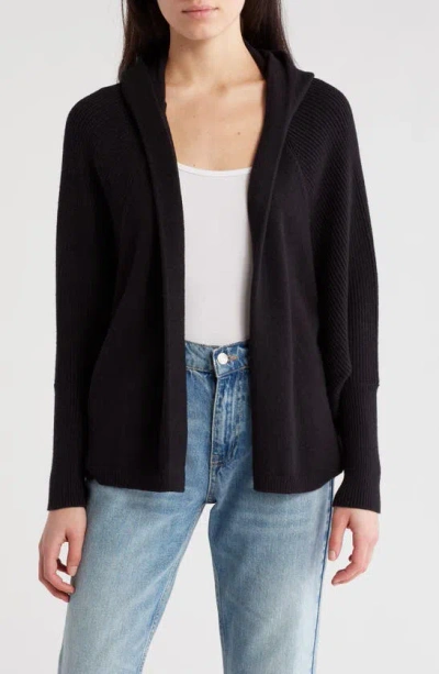 Kensie Hooded Cardigan In Black Beauty