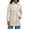 Kensie Hooded Double Breasted Soft Shell Jacket In White