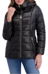 Kensie Hooded Puffer Jacket In Black