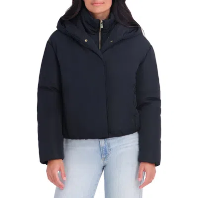 Kensie Hooded Puffer Jacket In Blue
