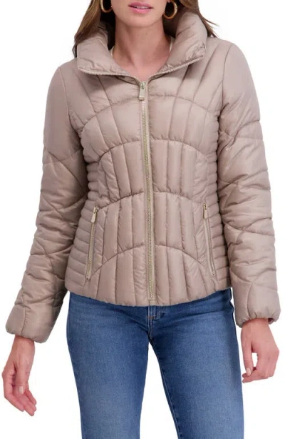 Kensie Hooded Puffer Jacket In Pink