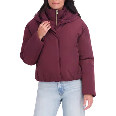 Kensie Hooded Puffer Jacket In Purple