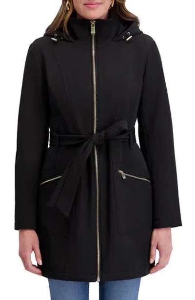 Kensie Hooded Softshell Jacket In Black