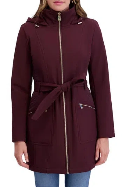 Kensie Hooded Softshell Jacket In Burgundy
