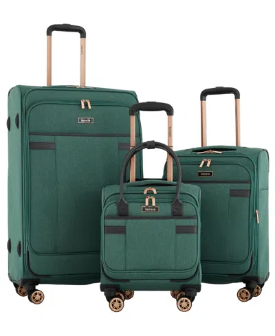 Kensie Hudson Expandable Rolling Softside Luggage Set, 3 Piece In Smoke Pine