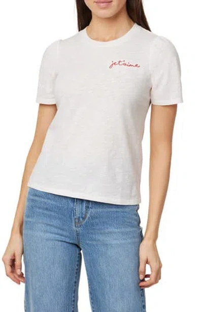 Kensie Je T'aime Embroidered T-shirt In White