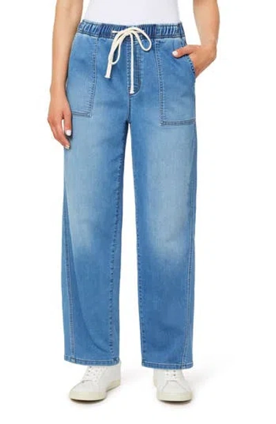 Kensie Jessica High Rise Relaxed Barrel Leg Jeans In Blue