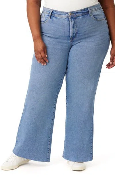Kensie Kaya High Waist Wide Leg Jeans In Blue