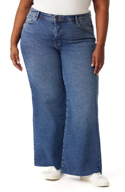 Kensie Kaya High Waist Wide Leg Jeans In Blue
