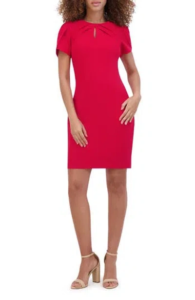 Kensie Keyhole Crepe Scuba Dress In Red