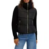 Kensie Knit Sleeve Quilted Core Jacket In Black