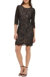 Kensie Lace Sheath Dress In Black,nude
