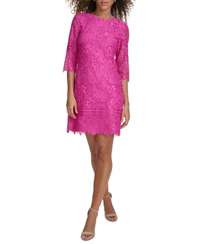 Kensie Lace Sheath Dress In Fuchsia