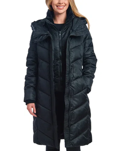 Kensie Long Down Jacket In Blue