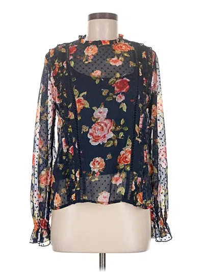 Pre-owned Kensie Long Sleeve Blouse In Black