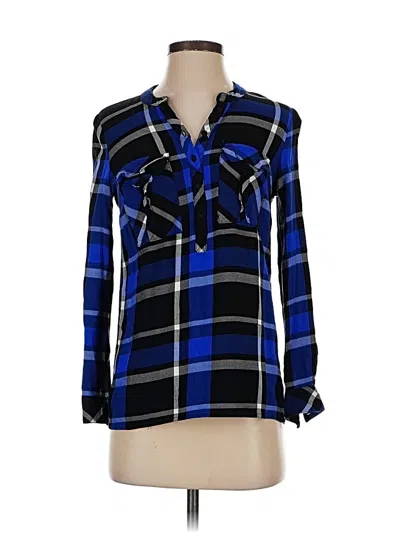 Pre-owned Kensie Long Sleeve Blouse In Blue