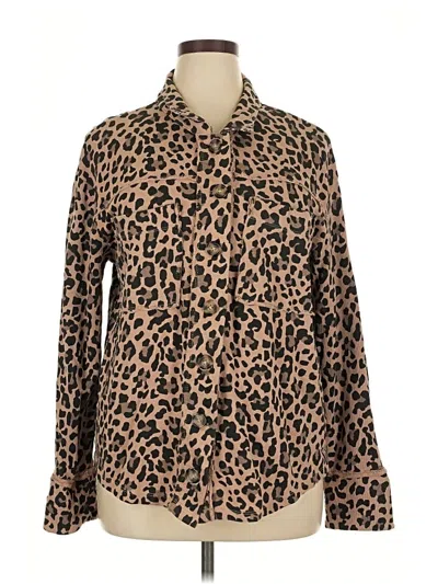 Pre-owned Kensie Long Sleeve Blouse In Brown
