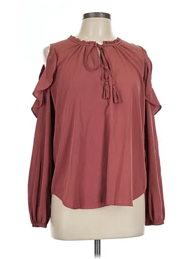Pre-owned Kensie Long Sleeve Blouse In Burgundy