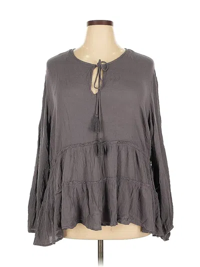 Pre-owned Kensie Long Sleeve Blouse In Gray