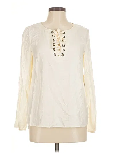 Pre-owned Kensie Long Sleeve Blouse In Ivory