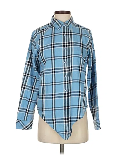 Pre-owned Kensie Long Sleeve Button Down Shirt In Blue