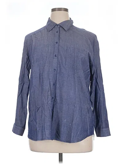 Pre-owned Kensie Long Sleeve Button Down Shirt In Blue