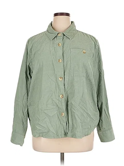 Pre-owned Kensie Long Sleeve Button Down Shirt In Green
