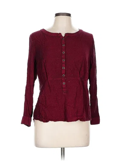 Pre-owned Kensie Long Sleeve Henley Shirt In Burgundy