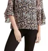 Kensie Long Sleeve Tie Front Top In Black In Black
