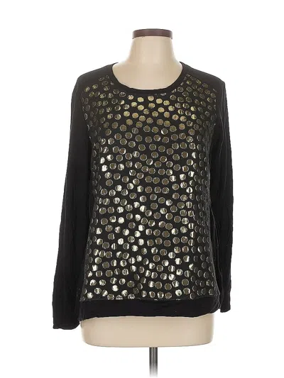 Pre-owned Kensie Long Sleeve Top Black Crew Neck Tops