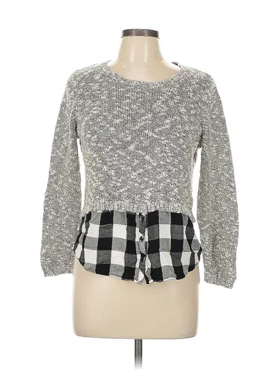 Pre-owned Kensie Long Sleeve Top Gray Square Neckline Tops