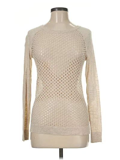 Pre-owned Kensie Long Sleeve Top Ivory Crew Neck Tops