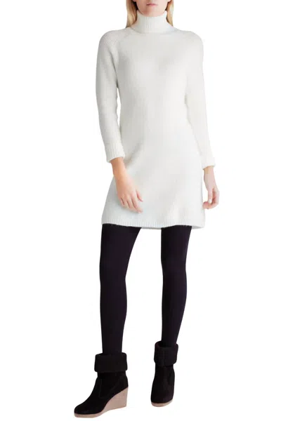 Kensie Long Sleeve Turtleneck Sweater Dress In White