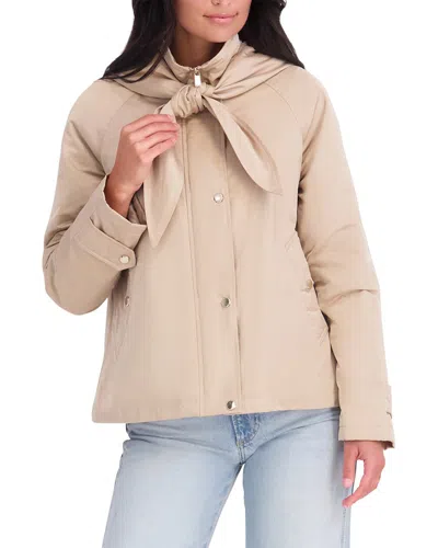 Kensie Luxe Satin Jacket In Khaki