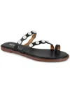 Kensie Maltese Womens Faux Leather Toe Loop Strappy Sandals In Black