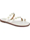 Kensie Maltese Womens Faux Leather Toe Loop Strappy Sandals In White