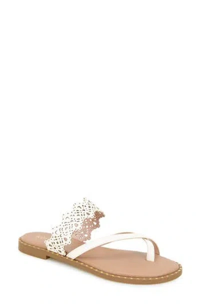 Kensie Masha Laser Cut Toe Loop Sandal In Off White