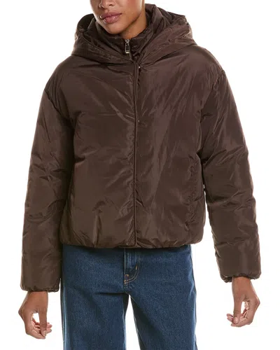 Kensie Memory Fabric Puffer Jacket In Brown