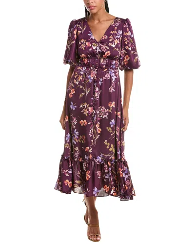 Kensie Midi Dress In Bordeaux Multi
