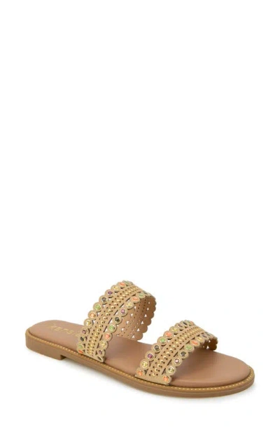 Kensie Mina Studded Slide Sandal In Tan