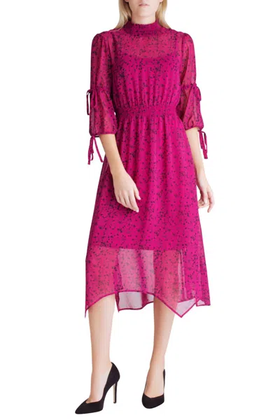 Kensie Mock Neck Long Sleeve Dress In Pink