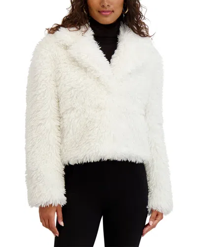 Kensie Mongolian Faux Fur Jacket In White